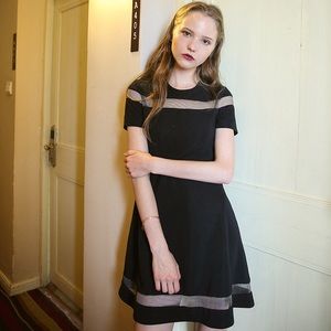 French See through A-Line Little Black Dress Small